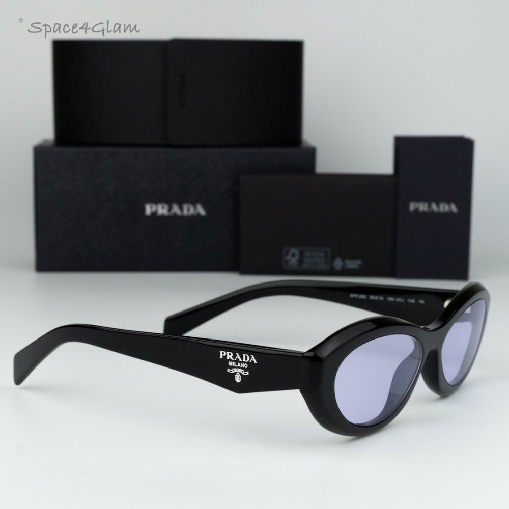 BRAND NEW Prada PR26ZS 16K40J Black Violet Oval Women Sunglasses PR 26ZS - Picture 5 of 8